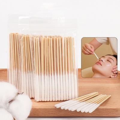 30/90 Adet Tek Kullanımlık Daha Uzun Pamuklu Çubuk Fırça Tüy Bırakmayan Mikro Fırçalar Ahşap Pamuk Pamuklu Çubuk Fırça Makyaj Fırçaları