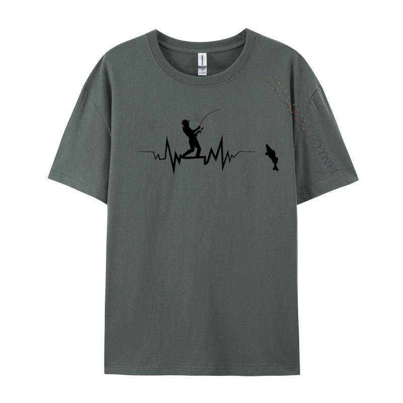 Fishing Heartbeat Cool TShirt Casual Tops Shirts Printed T Shirts Oversized Tshirts Graphic T Shirts
