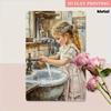 Vintage Little Girl Washing Hands Metal Sign  X Rustic Iron Wall Art for Bathroom Bedroom Laundry Room Decor