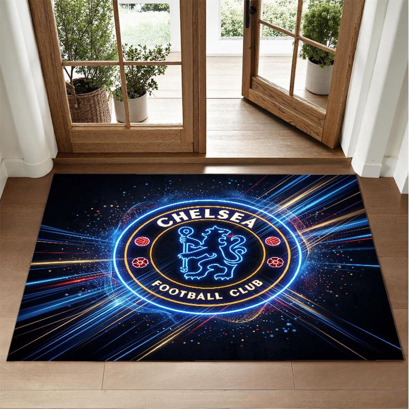 Chelsea FC Design Crystal Velvet Rug Soft Decorative Mat for Bedroom Entrance