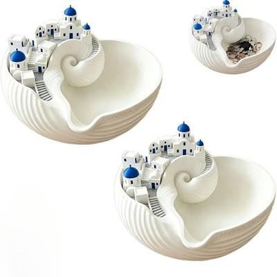 Santorini Auffangschale Muschelschale für Schlüssel Schmuck Münzen Dekorative Schale für Kleinigkeiten Griechische Insel Halter Organizer Architekturstil Heimdekoration