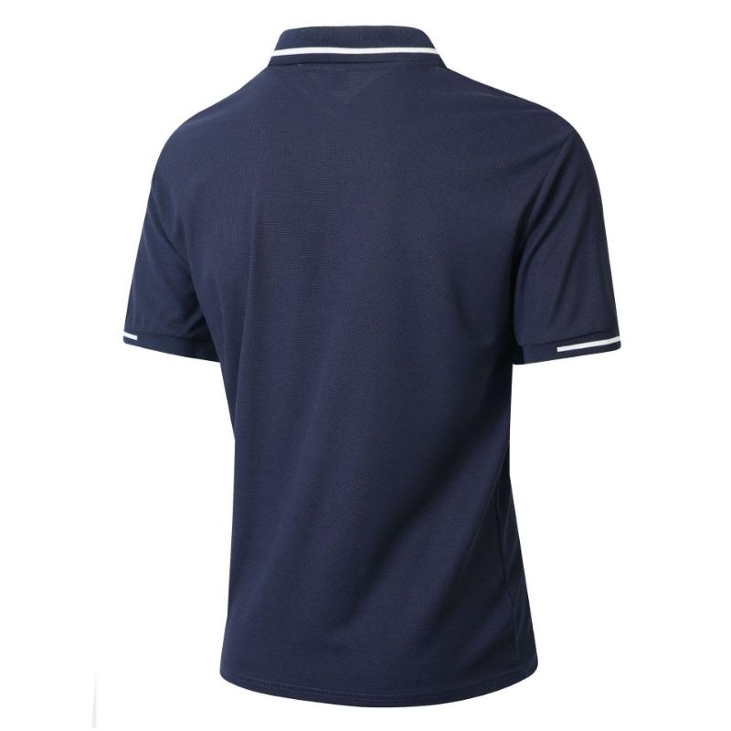 Polo casual sportiva da uomo in jacquard con colletto rovesciato e maniche corte