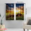 Set Of 2 Flat Printingfield Sunset Tractor Western Country Farm Scene Iving Room Bedroom College Dorm Office Curtain Polyester Ideal For