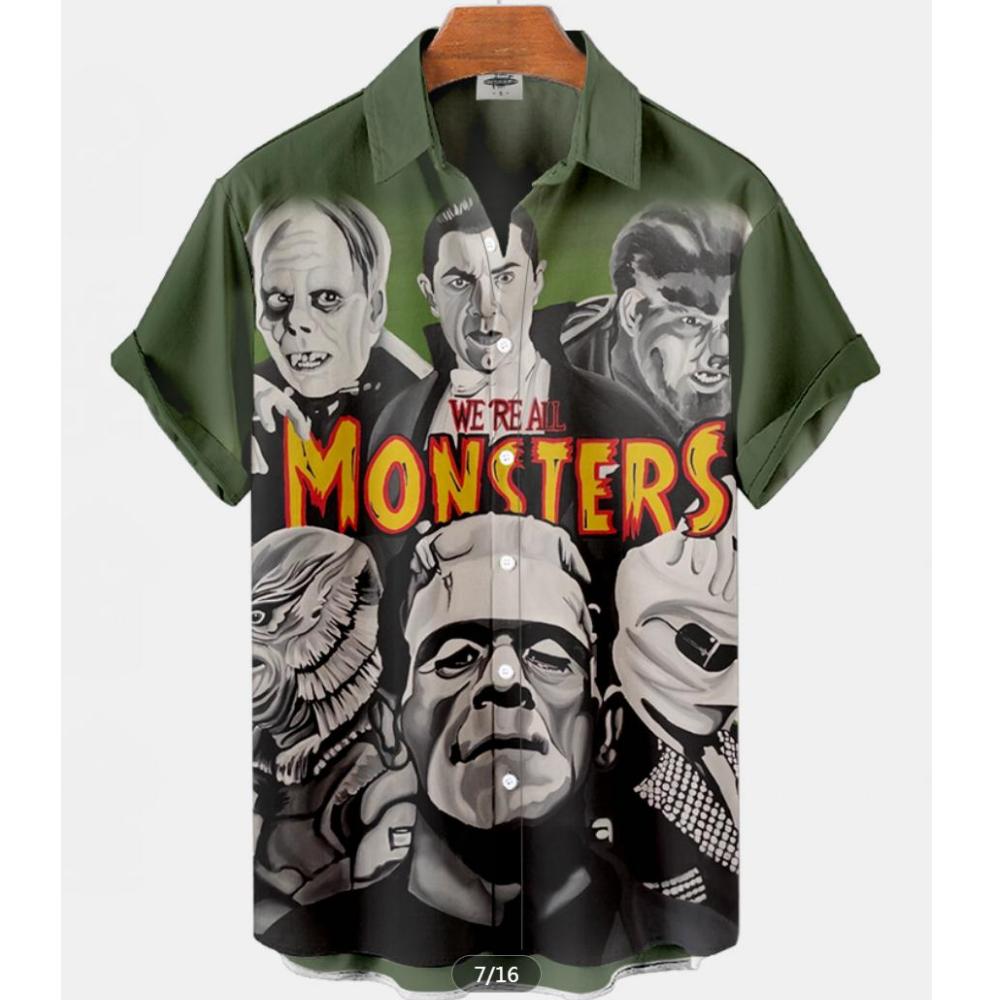 

Summer Casual Holiday Beach Shirt 3D Gothic Devil Pattern T-shirt Retro Short Sleeve Street Vacation Outdoor Men s and Women s Shirt S