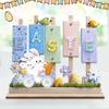 Easters Decors Wood Happy Easters Signs Block Tabletop Ornament Easters Bunnies Centerpieces Dining Room Kitchen Decors