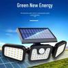 Three-Head LED Solar Motion Sensor Outdoor Wall Light, Waterproof for Garden, Courtyard, Fence, and Home Lighting.