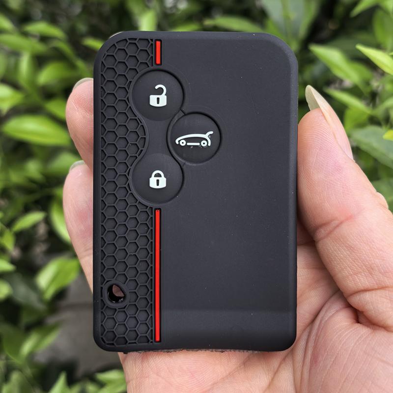 

For Renault Kadjar Captur Clio Megane 2 3 4 Rs Koleos Logan Scenic Duster Card Accessories 3 Button Silicone Car Key Case Cover