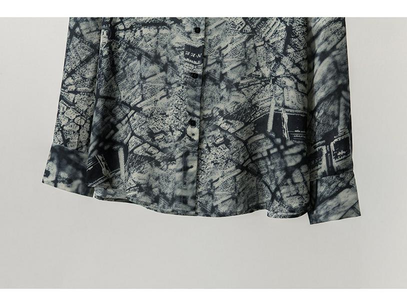 Women's Retro Print Mulberry Silk Long Sleeve Shirt - Spring New Arrival, Mid-Length & Loose Fit