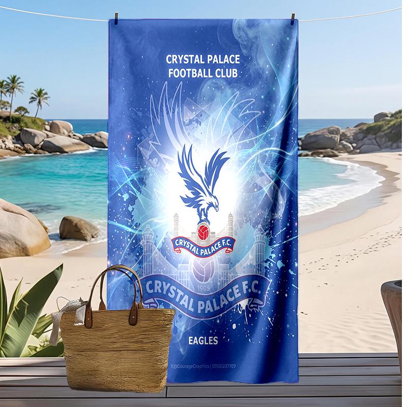 Toalla de Playa con Estampado de Fútbol del Crystal Palace, Toalla Grande Suave de Secado Rápido para Playa, Camping, Natación