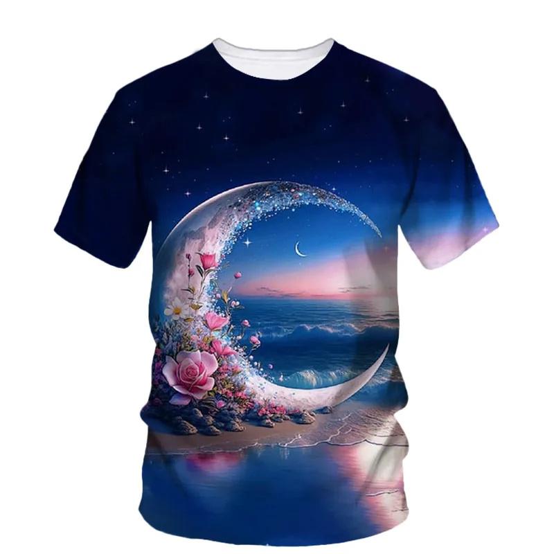 Sommer 3D Schöne Strand Ansicht Druck T Shirt Star Fish Asteroidea Grafik T-shirts Für Männer Mode T-shirts Kleidung