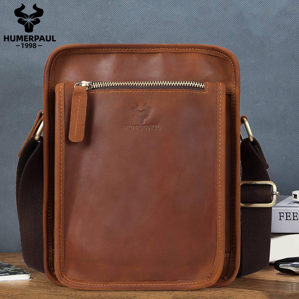 Humerpaul Leather Shoulder Bag Large Capacity Multi-function Travel Bag Sports Bag