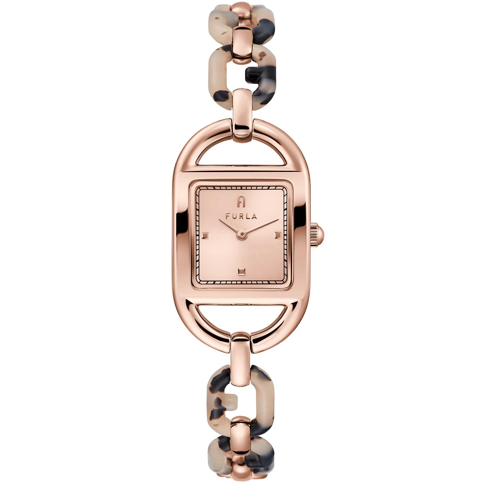 Часы FURLA CHAIN SQUARE Chain Square Розовое золото Циферблат Нержавеющая сталь Кварц 25 мм Часы Ювелирный аксессуар Аксессуары WW00026003L3 Коричневый [FURLA]