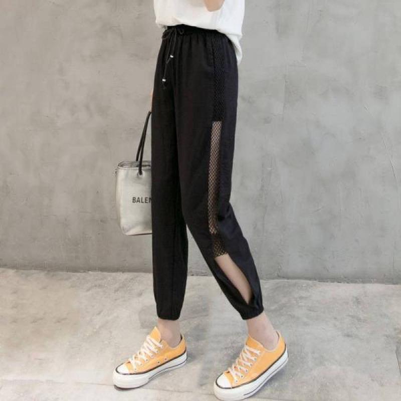 2025 Women's Summer Mesh Harem Cropped Pants - Versatile Loose Casual Plus Size Sportswear