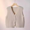 Designer Button Vest Knit V Neck Waistcoat Women Spring Cardigan Sweater Top