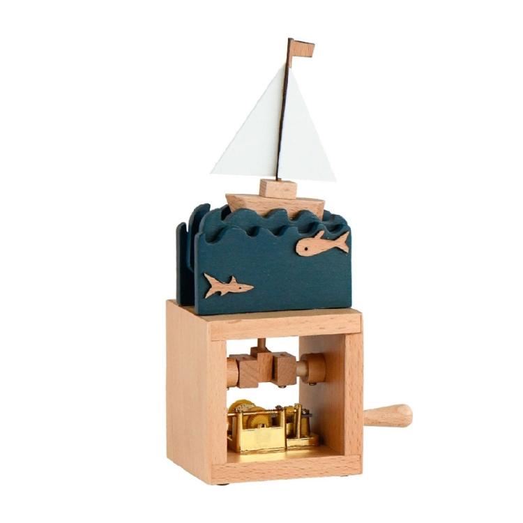 Sophisticated Wood Music Box with Hand Cranked Movement Cartoon Animal Figurine Musical Desktop Ornament for Collectors