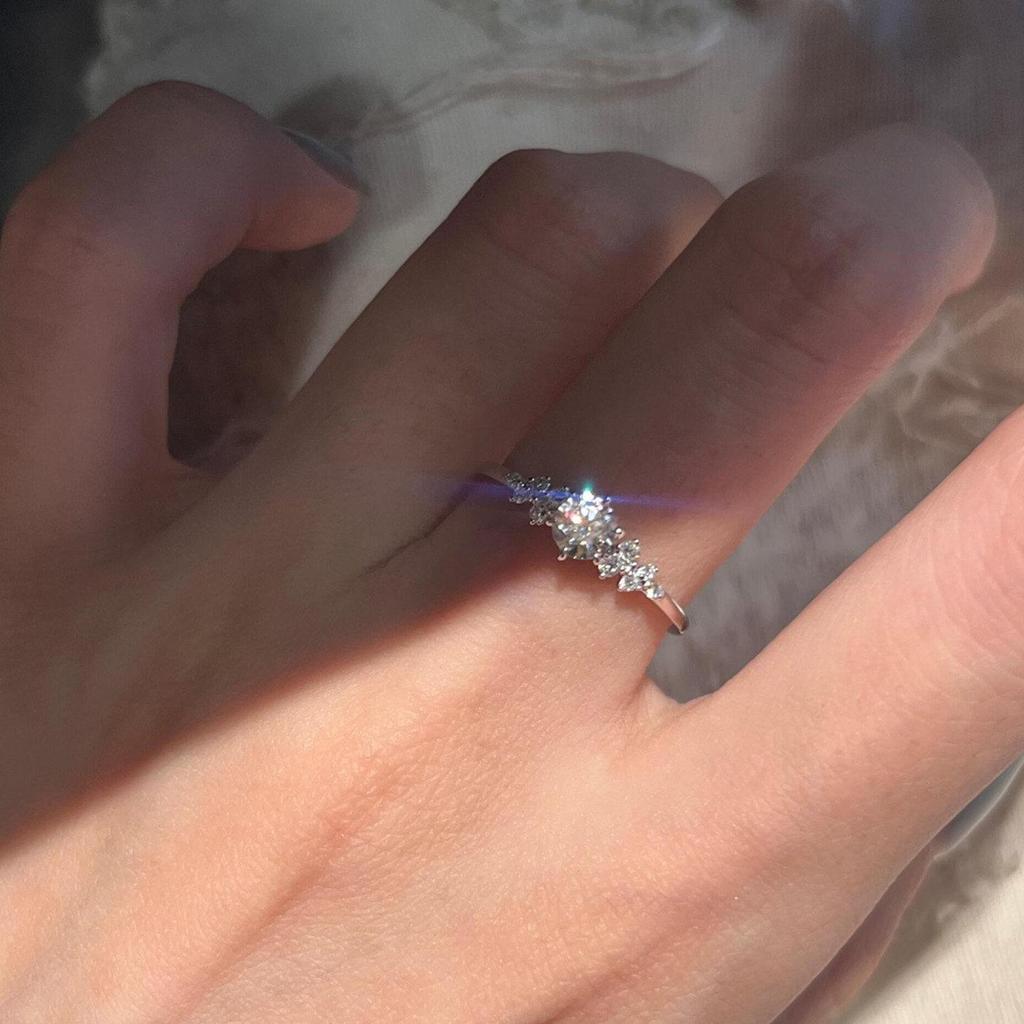Stylish Silver Zircon Ring for Women - Light Luxury Open Design, Perfect for Index Finger