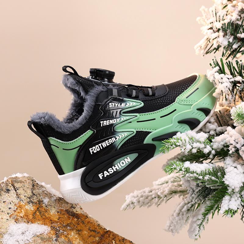 Zimní dětské bavlněné boty Otočné knoflíky pro snadné obouvání a zouvání Dětské sportovní boty Venkovní běžecké boty Boty na sníh Dětské sněhule