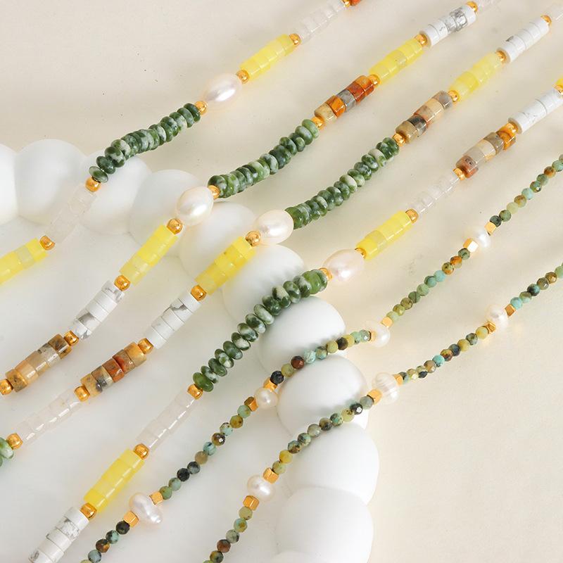 Natural Stone Agate Abacus Beads Beaded Necklace Empress Dowager West Personality Niche Temperament Splicing National Style Jewelry