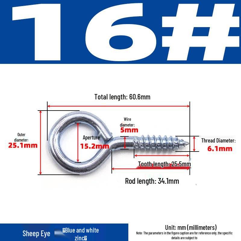 Sheep Eye Nail Hook with Ring, Self-Tapping Wood Screw, 9-Shaped Question Mark Lamp Hook for Windows.