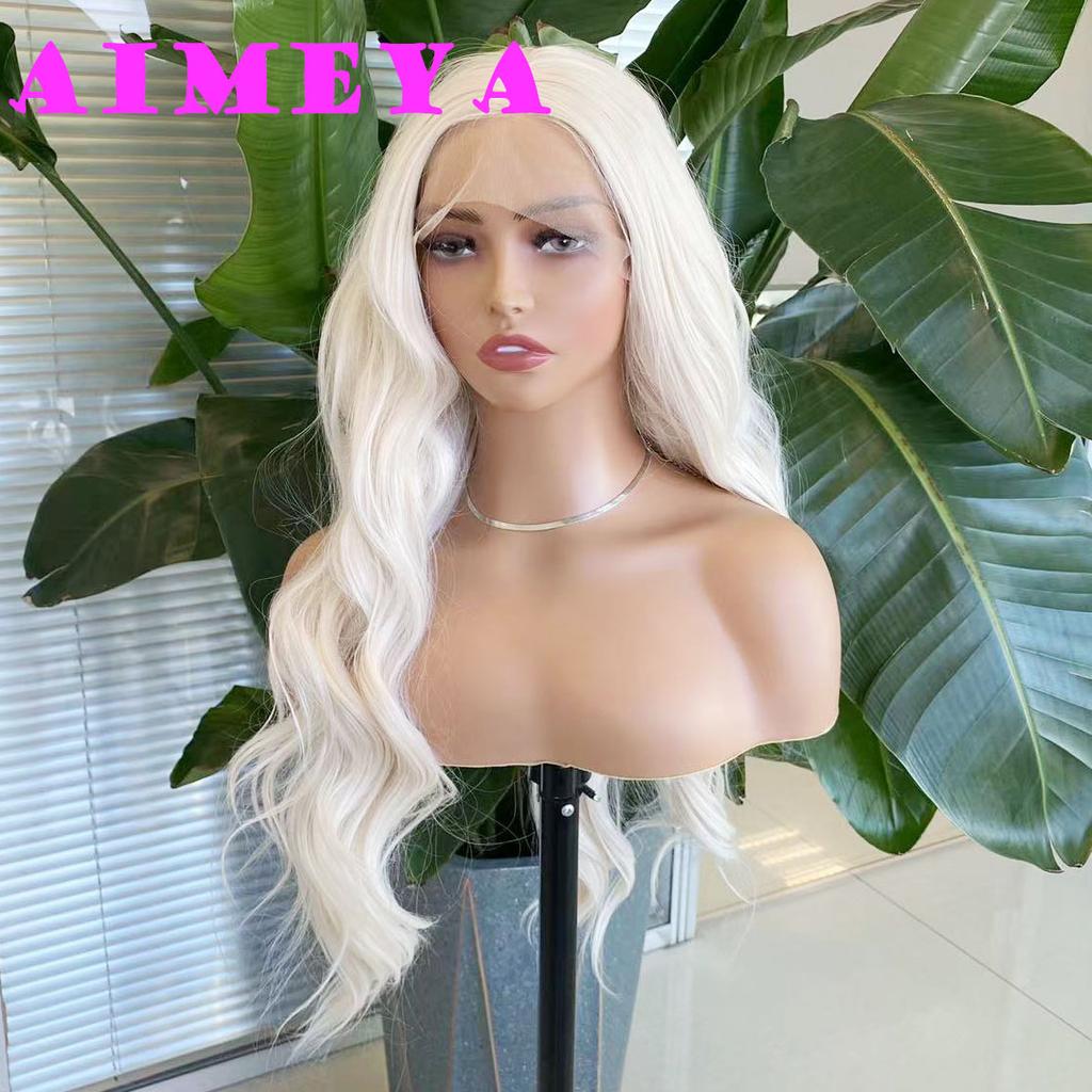AIMEYA Blonde Wig Long Body Wave Lace Front Wig  Synthetic Lace Wig for Women Girl Heat Resistant Hair Cosplay Daily Use