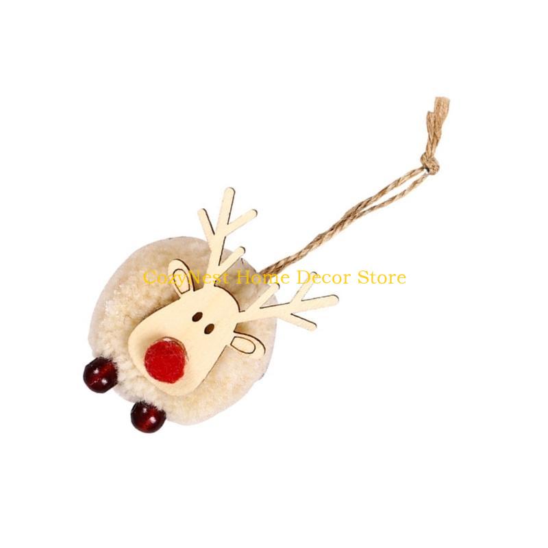 92MF Comfortable Felt Deer Pendant Christmas Decorations Creative Elk Lamb Ball Christmas Tree Hanging Pendant Gift