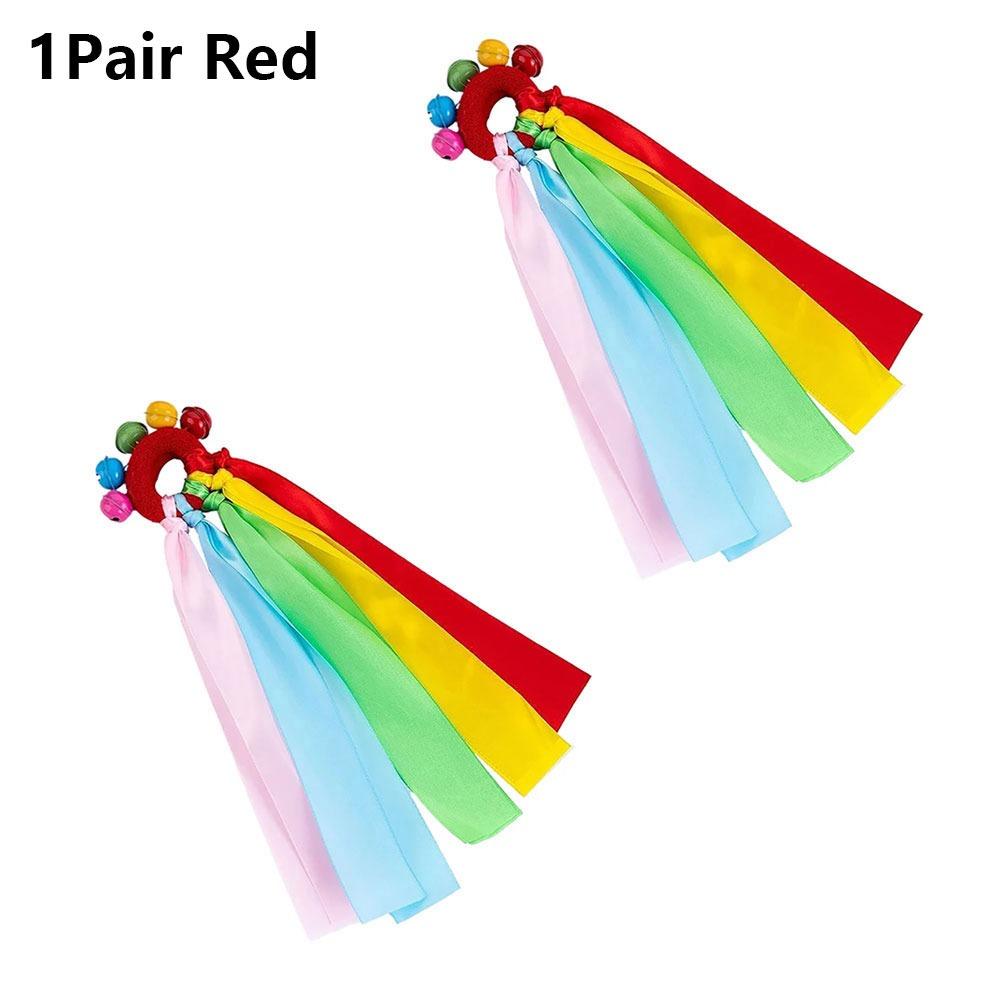 1Pcs/1Pair with Elastic Rope and Bell Children Wrist Ribbon Pom Club Dance Prop  Big Match