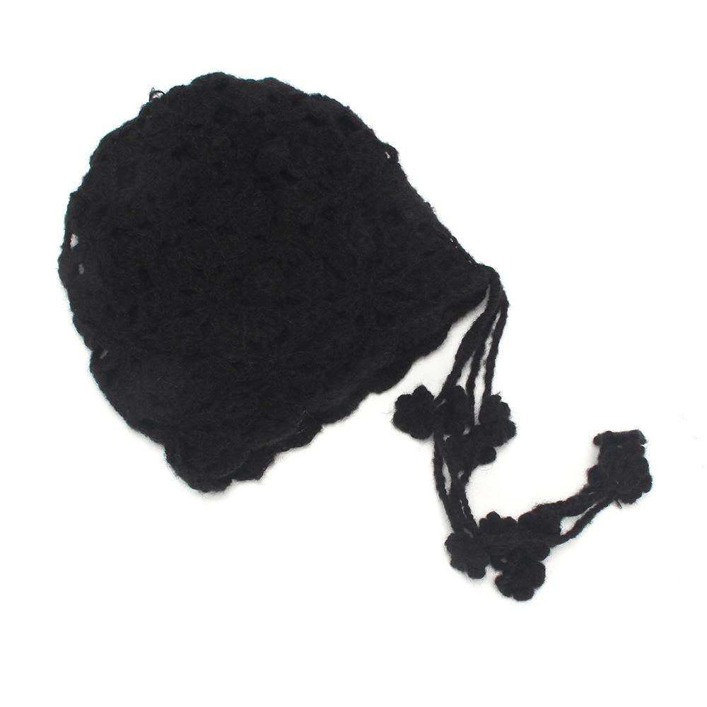 Handmade hats stacked thin new woven hollow retro knitted literary bag head wool hat women