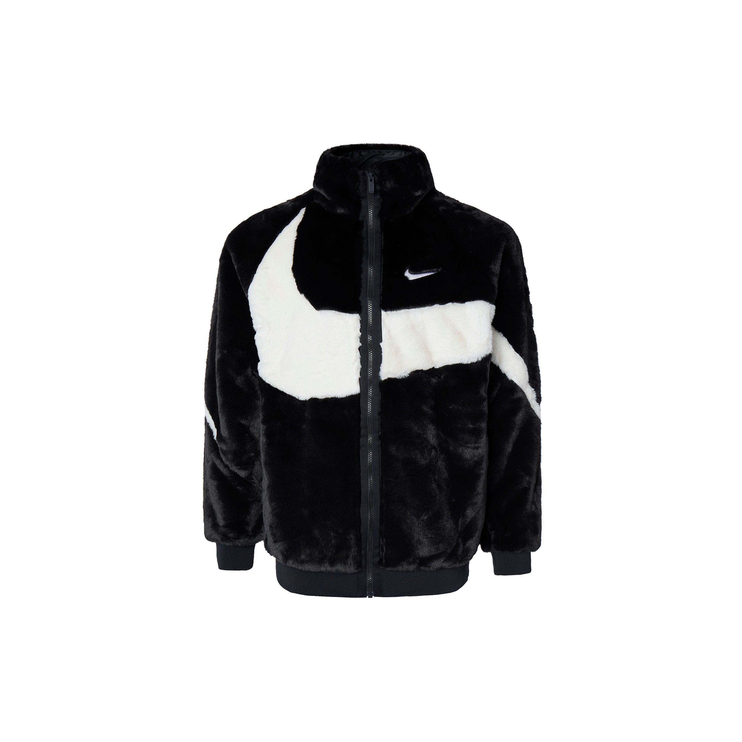 

Nike Stand Collar Zip-Up Faux Fur Mink Velvet Jacket Men Jacket Black FB7664-010 XS чорний