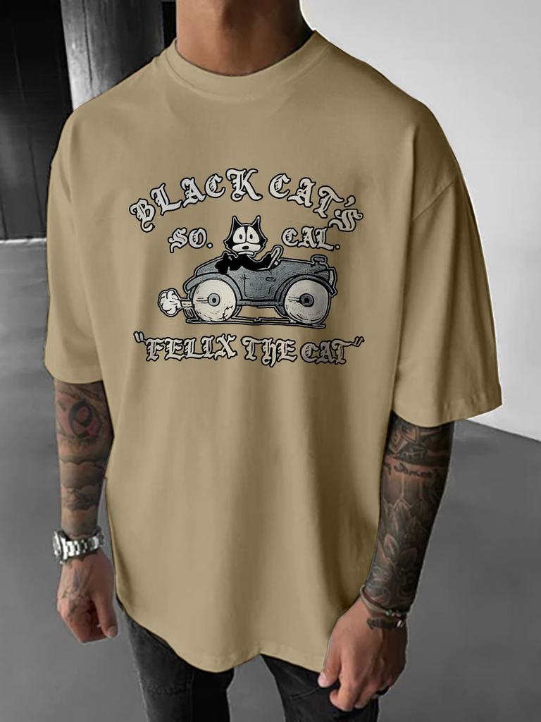 Felix the Cat Black Cat Classic Cartoon Print TShirt Unisexs Printed Round Neck Short Sleeve Casual TShirt