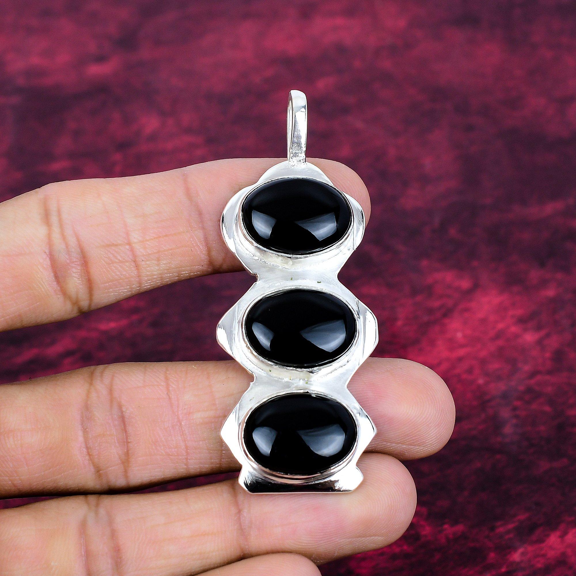 

Ювелирные изделия из черного оникса, кулон из стерлингового серебра 925 пробы, ювелирные изделия ручной работы с драгоценными камнями, подарки для жены, абсолютно новый кулон 2.17 Inches