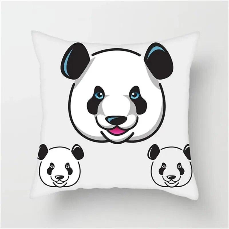 Cute Panda Cartoon Print Pattern Living Room Sofa Car Cushion Cover Luxury Home Decoration Pillow Cover