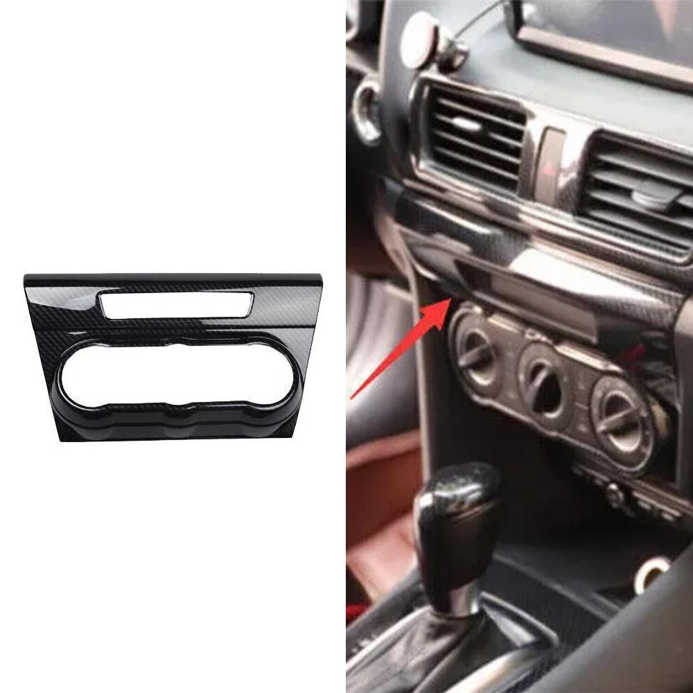 Carbon Fiber Central Console AC Switch Panel Cover Trim For Mazda 3 Axela 14-16