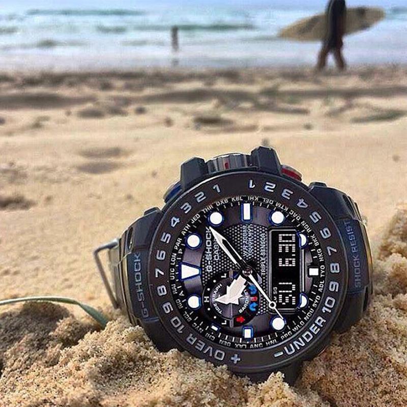 Casio MASTER OF G-SEA Serie 200 Meter wasserdicht, stoßfest, Solar-Quarzwerk, Harzarmband, japanische und koreanische Uhr, Herren GWN-1000B-1A