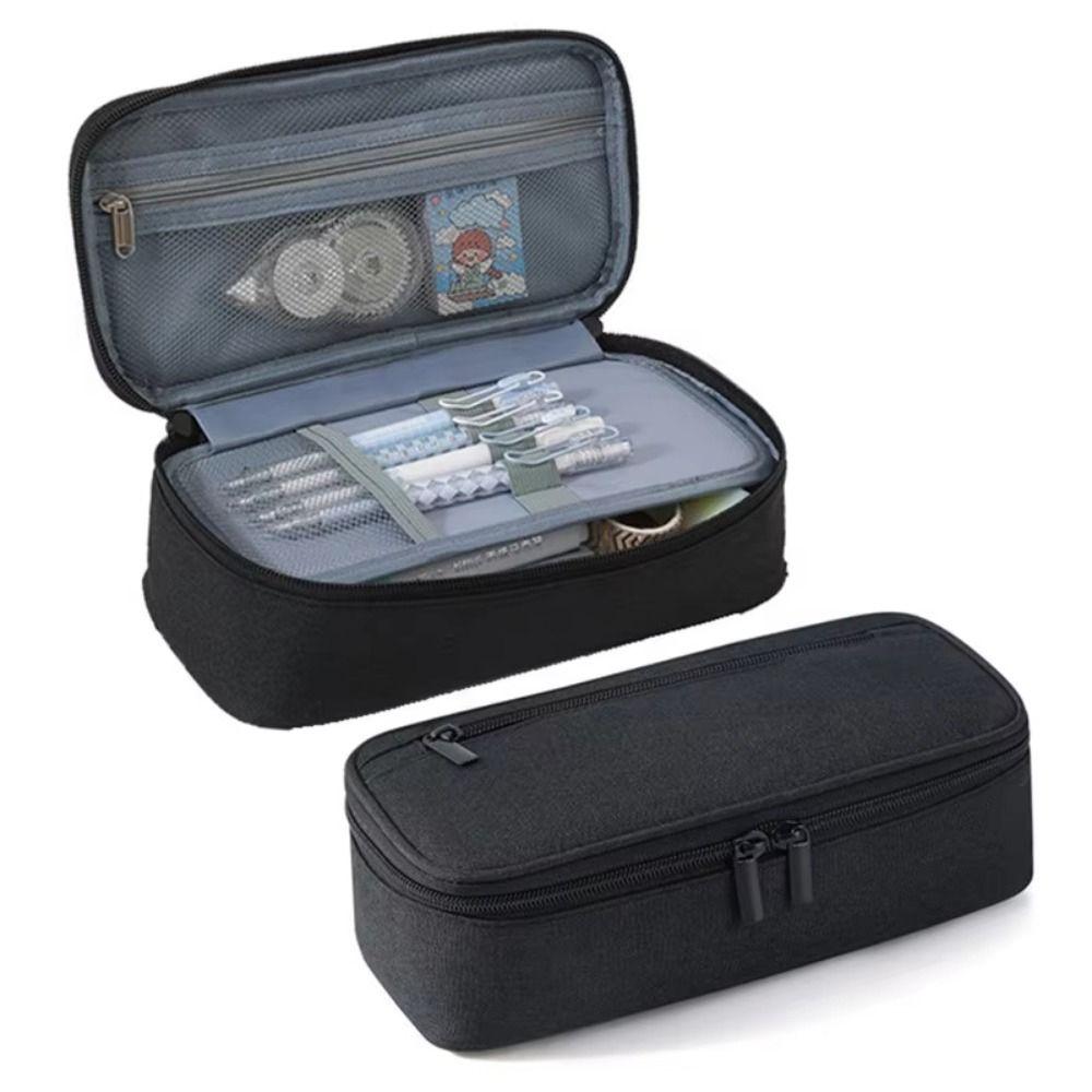 Double Zipper Student Stationary Boxes 2 Layer Pencil Case Fashion Pen Bag Gifts