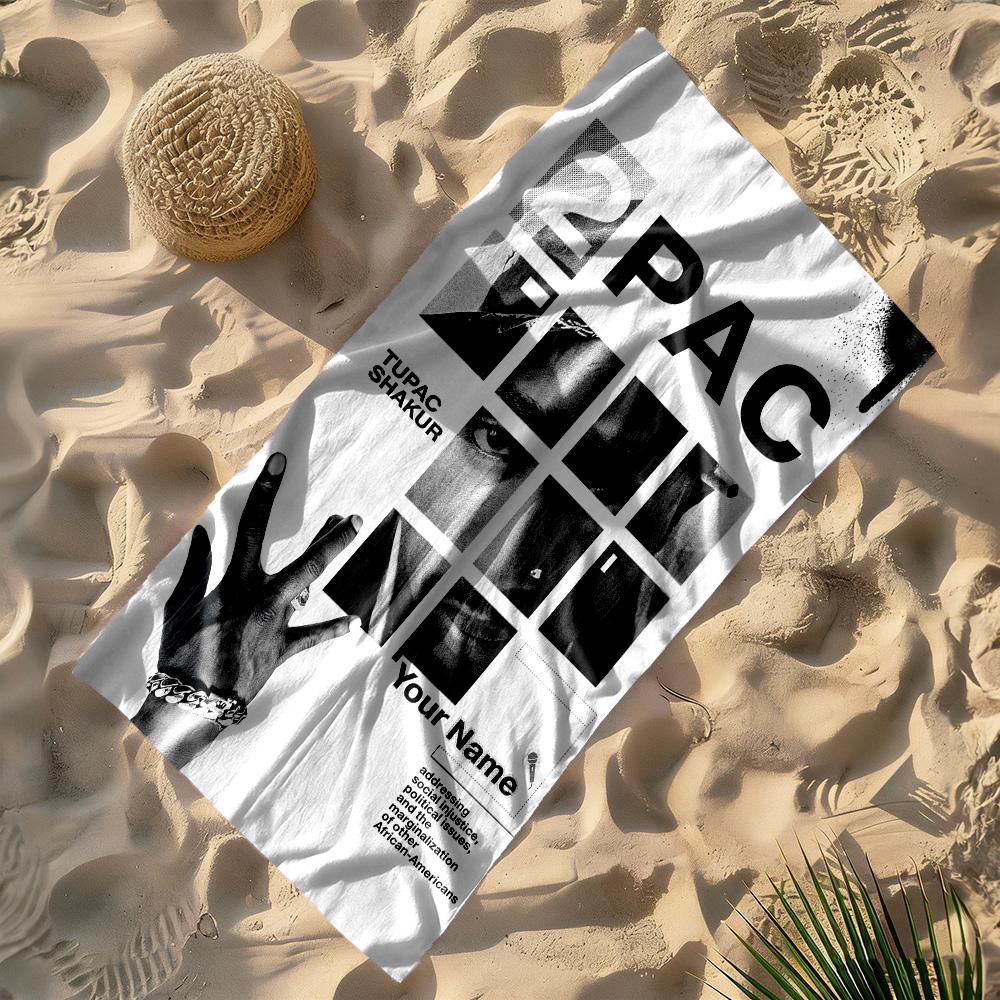 2pac Customized Name Beach Towel High Absorbency & Quick-Dry Portable for SwimmingBeachCamping Travel Beach AccessoriesGym