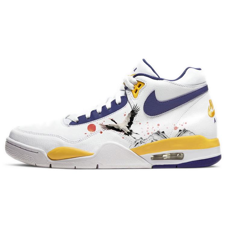 Nike Flight Legacy Cushioning Slip Resistant Abrasion Resistant Mid top Vintage Basketball Shoes Men s Lakers Yellow BQ4212-102(Team56-) 40