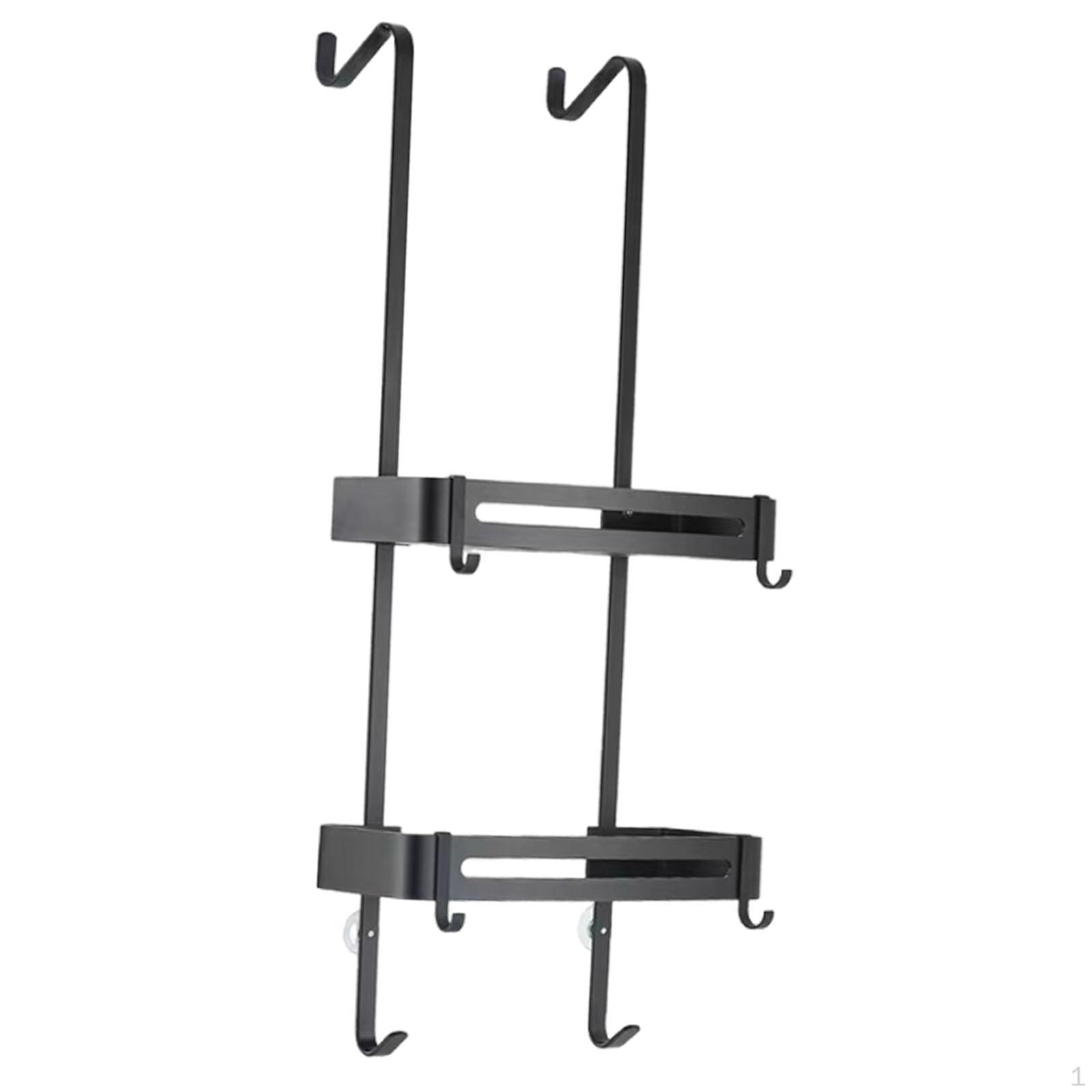 

Bathroom Shower Hanging Rack Organizer Durability Easy to Install with Suction Cups Space Saving чёрный