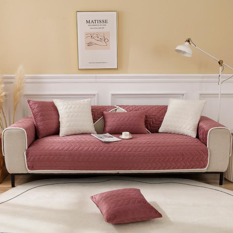 Husă de pernă de catifea pentru canapea, antiderapantă, îngroșată, universală pentru patru sezoane, husă de protecție pentru canapea de living, prosop de pluș pentru canapea, pernă