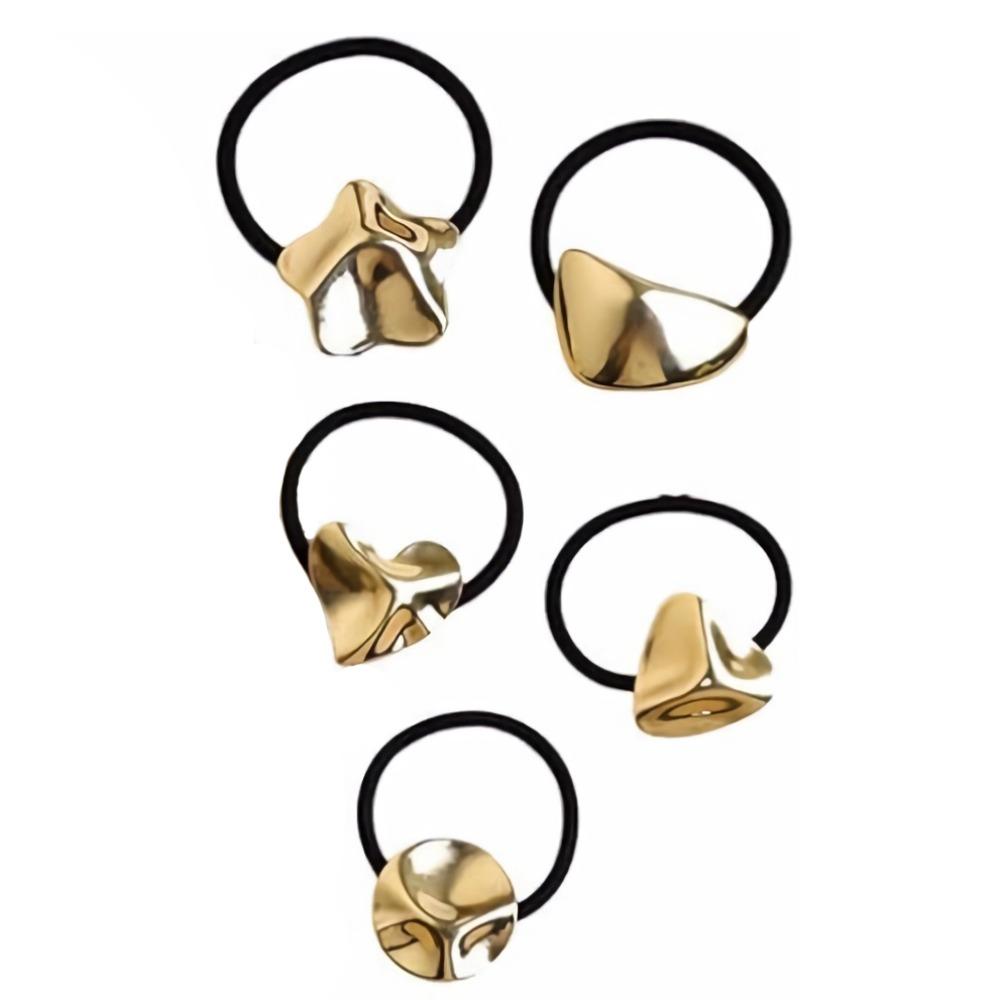 Holder Irregular Shape Metal Hair Cuff Golden Color Geometric Charms Ponytail Holder Silver Metal Elastic Scrunchies Women