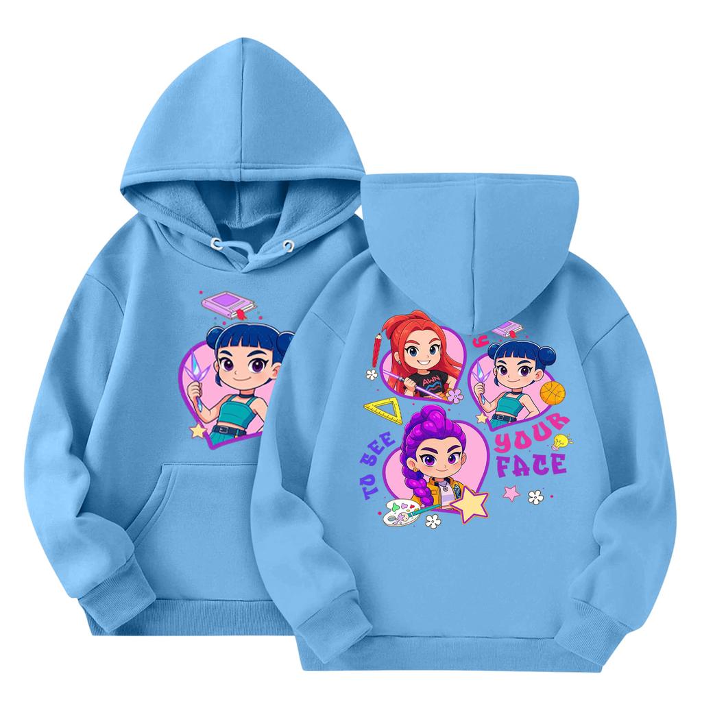 Child Fashion Lightweight Long Sleeve Pullover With Pockets  Print Hoodie