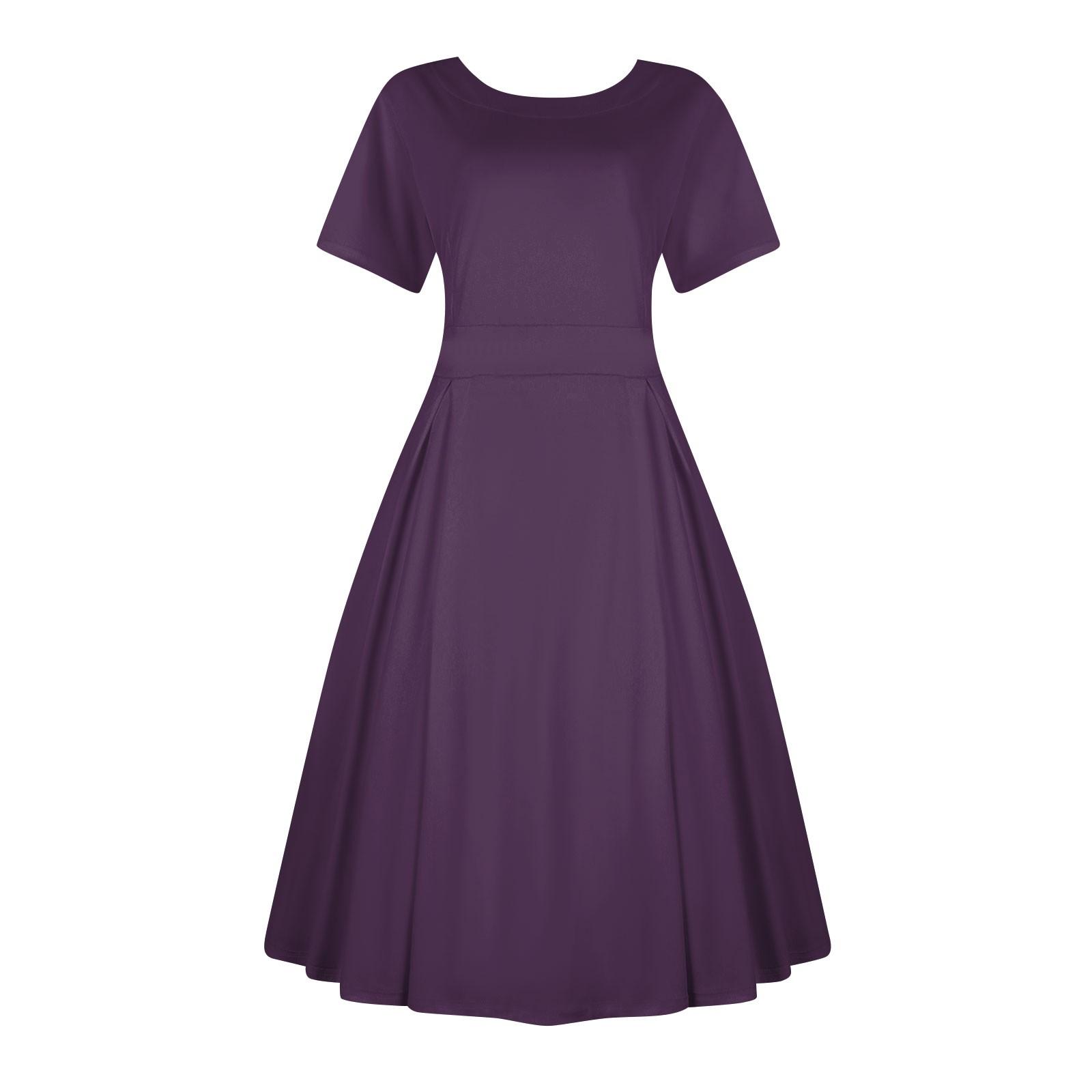 

Женское повседневное модное платье с винтажным принтом, круглые платья миди с коротким рукавом и длинными большими распашными платьями XXXXXL фиолетовый
