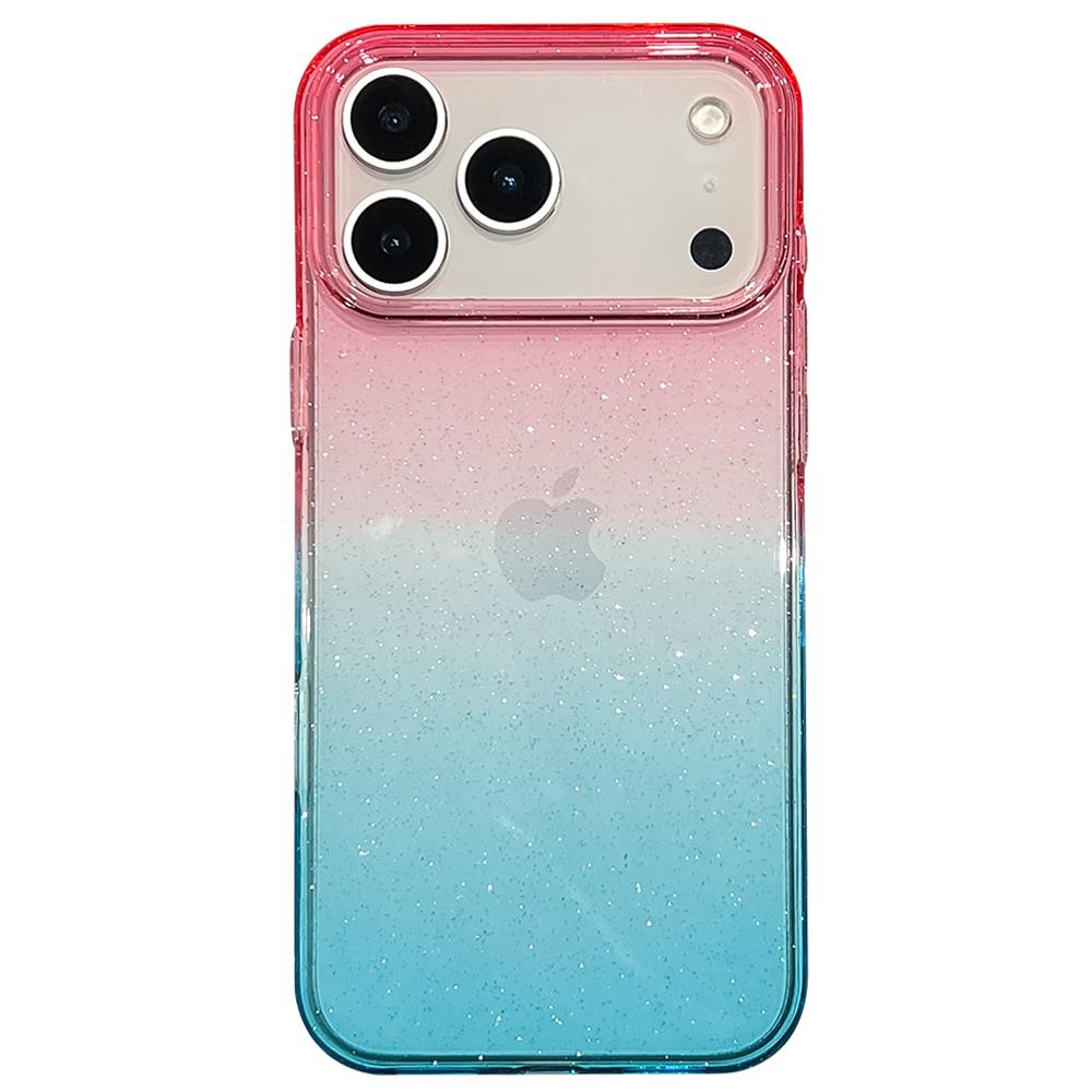 For iPhone 17 Pro Max Case Transparent Glitter Dual Color PC + TPU Phone Cover A