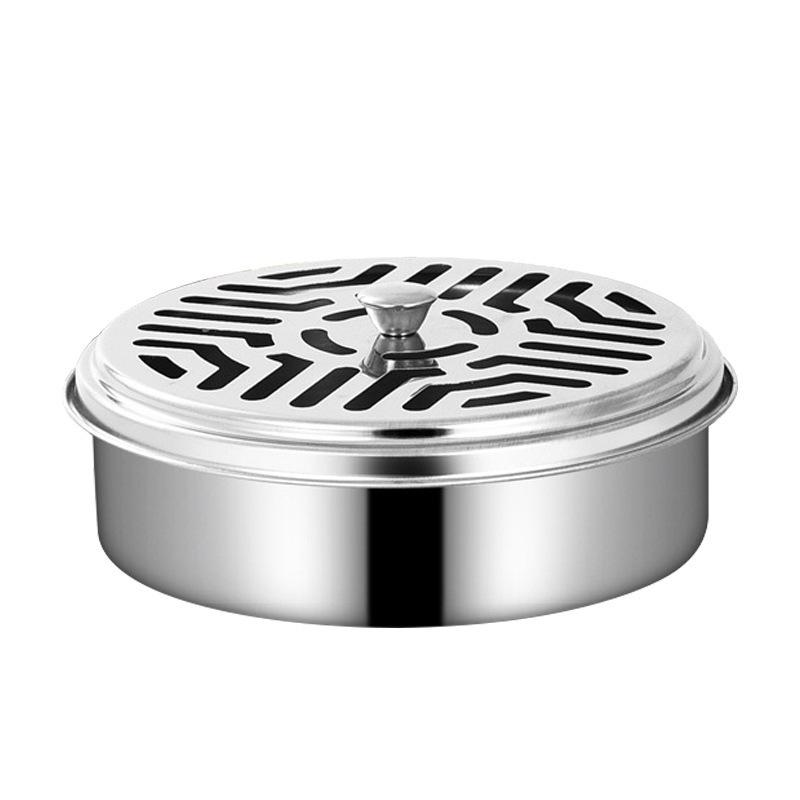 Stainless Steel Fireproof Mosquito Coil Holder with Lid and Ash Catcher