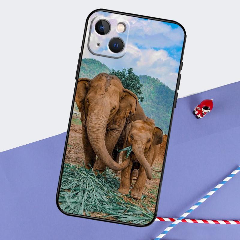 Elephant Animal Phone Case For iPhone 16 15 Pro Max 12 13 Mini 11 14 Pro Max XR 16 15 Plus 16e Cover Coque