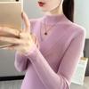 V-neck Sweater Female Fall and Winter High Neck Lace Comfortable Warm Inner Casual Versatile Elastic Pullover Knit Sweater Tops