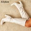 Fashion Eilyken New Fashion Solid Color Snake Pattern Women Knee-High Boots Pointed Toe Winter Ladies Long Booties Handmade Shoes