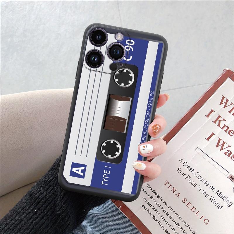 Módní, vtipná, měkká pouzdra na telefon s retro vzorem pro iPhone 15 Pro 6 14 XS 13 Max XR 12 Mini 7 Plus X SE 8 11 TPU nárazuvzdorný černý kryt