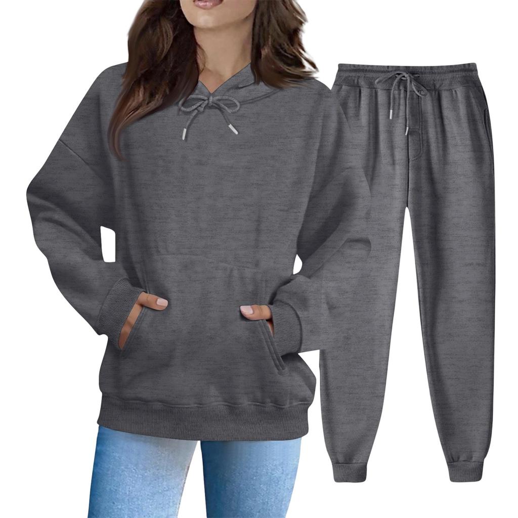 Women's Solid Color Sweatshirt Set (sweatshirt + Sweatpants)