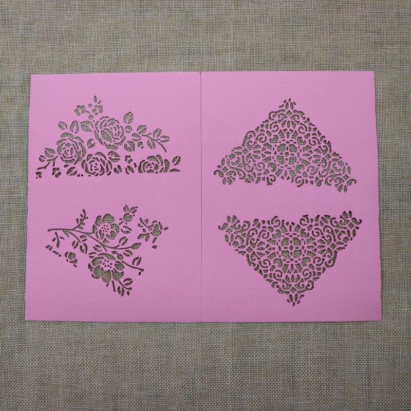 Metal Cutting Dies 3pcs Triangle Flower Border Set Diy Scrapbooking Photo Album Paper Card Crafts