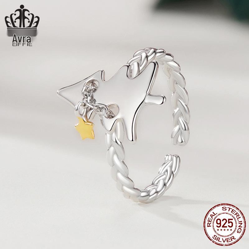 Everlove Adjustable Christmas Tree Open Ring - S925 Sterling Silver Holiday Jewelry for Women